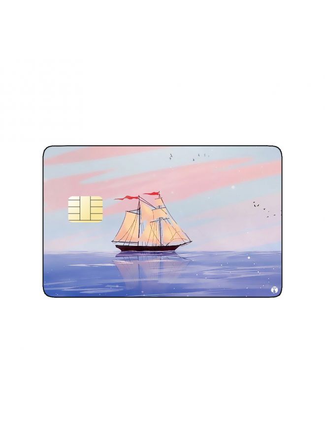 RKN PRINTED BANK CARD STICKER Beautiful Sea Drawing With Boat - Image 2