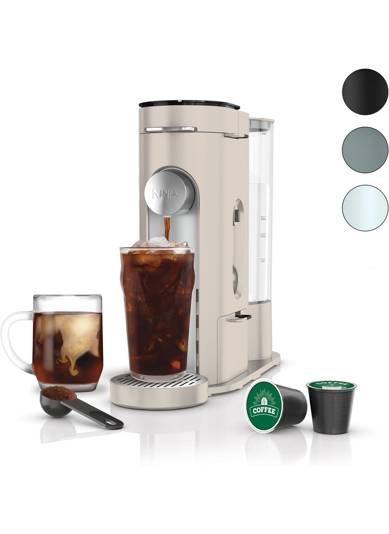 Ninja Ninja Pods  Grounds SingleServe Coffee Maker KCup Pod Compatible Brews Grounds Compact Design 56oz Reservoir 6oz Cup to 24oz Travel Mug Brew Sizes Iced Coffee Maker Stone PB041ST  - Image 1