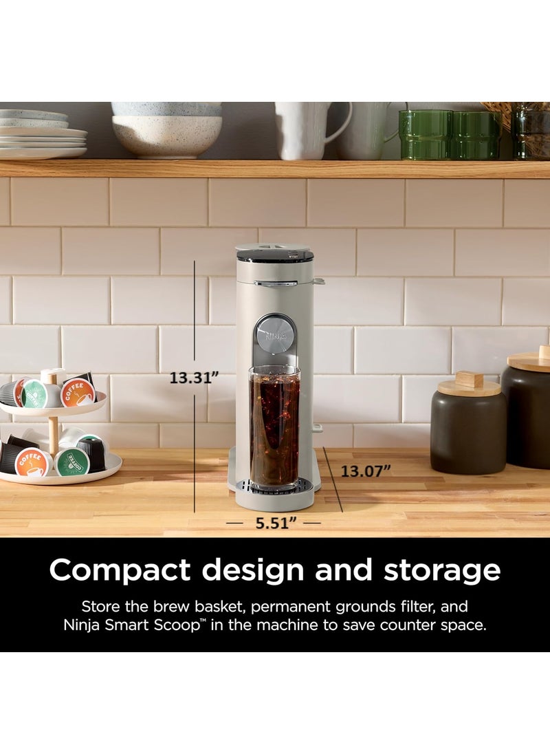 Ninja Ninja Pods  Grounds SingleServe Coffee Maker KCup Pod Compatible Brews Grounds Compact Design 56oz Reservoir 6oz Cup to 24oz Travel Mug Brew Sizes Iced Coffee Maker Stone PB041ST  - Image 2