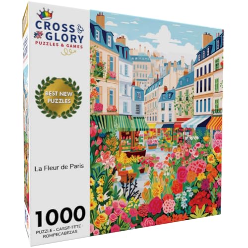 Cross & Glory Cross Glory La Fleur de Paris 1000 Piece Jigsaw Puzzle for Adults Vibrant Parisian Flower Market Ideal for Puzzle Lovers - Image 5