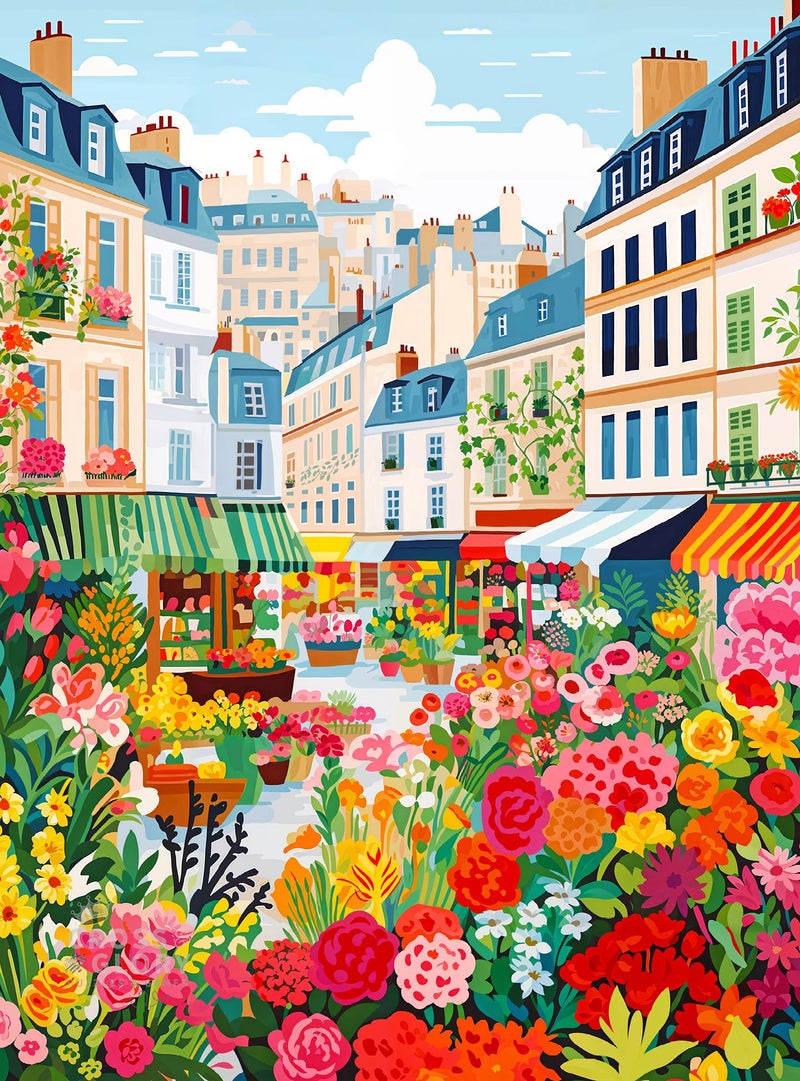 Cross & Glory Cross Glory La Fleur de Paris 1000 Piece Jigsaw Puzzle for Adults Vibrant Parisian Flower Market Ideal for Puzzle Lovers - Image 3