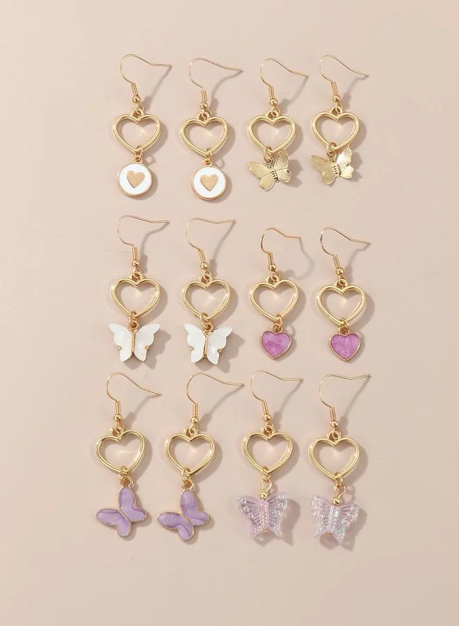 Take Two  Girls Set of 6 - Butterfly Drop Earrings for Women | Best Price UAE