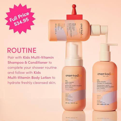 Evereden Kids Shampoo and Conditioner 2 in 1 and Kids Body Wash set | Gentle and Clean Skin Care | Non-toxic Ingredients | Cool Peach scent - Image 2