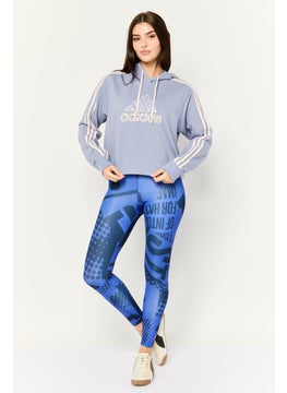 Adidas Women Sportswear Fit Long Sleeve Outdoor Crop Sweatshirt, Lavender/Peach  - Image 2