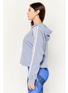 Adidas Women Sportswear Fit Long Sleeve Outdoor Crop Sweatshirt, Lavender/Peach  - Image 3