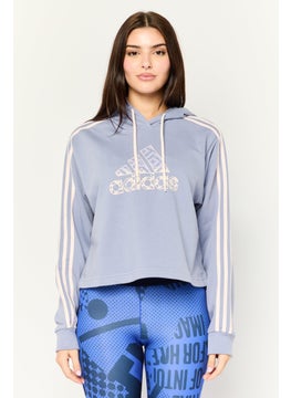 Adidas Women Sportswear Fit Long Sleeve Outdoor Crop Sweatshirt, Lavender/Peach  - Image 1