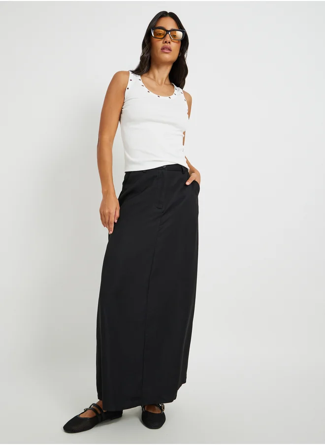 ستايلي Solid Mid Rise Regular Fit Maxi Skirt
