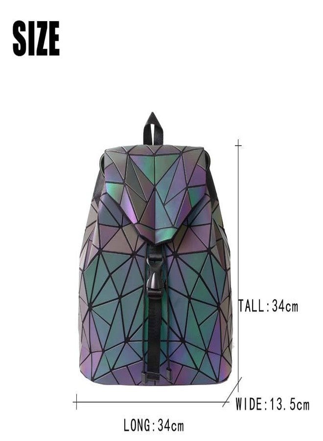 TRADY حقيبة ظهر TRADY الهندسية المضيئة للنساء - حقيبة سفر عاكسة ثلاثية الأبعاد مع أحزمة قابلة للتعديل، حقيبة كتف أنيقة وعملية للمدرسة والجامعة والاستخدام اليومي - Image 2