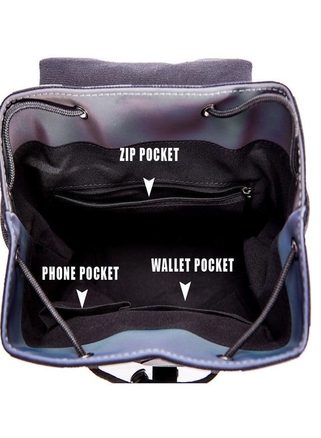 TRADY حقيبة ظهر TRADY الهندسية المضيئة للنساء - حقيبة سفر عاكسة ثلاثية الأبعاد مع أحزمة قابلة للتعديل، حقيبة كتف أنيقة وعملية للمدرسة والجامعة والاستخدام اليومي - Image 4