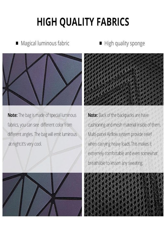TRADY حقيبة ظهر TRADY الهندسية المضيئة للنساء - حقيبة سفر عاكسة ثلاثية الأبعاد مع أحزمة قابلة للتعديل، حقيبة كتف أنيقة وعملية للمدرسة والجامعة والاستخدام اليومي - Image 5