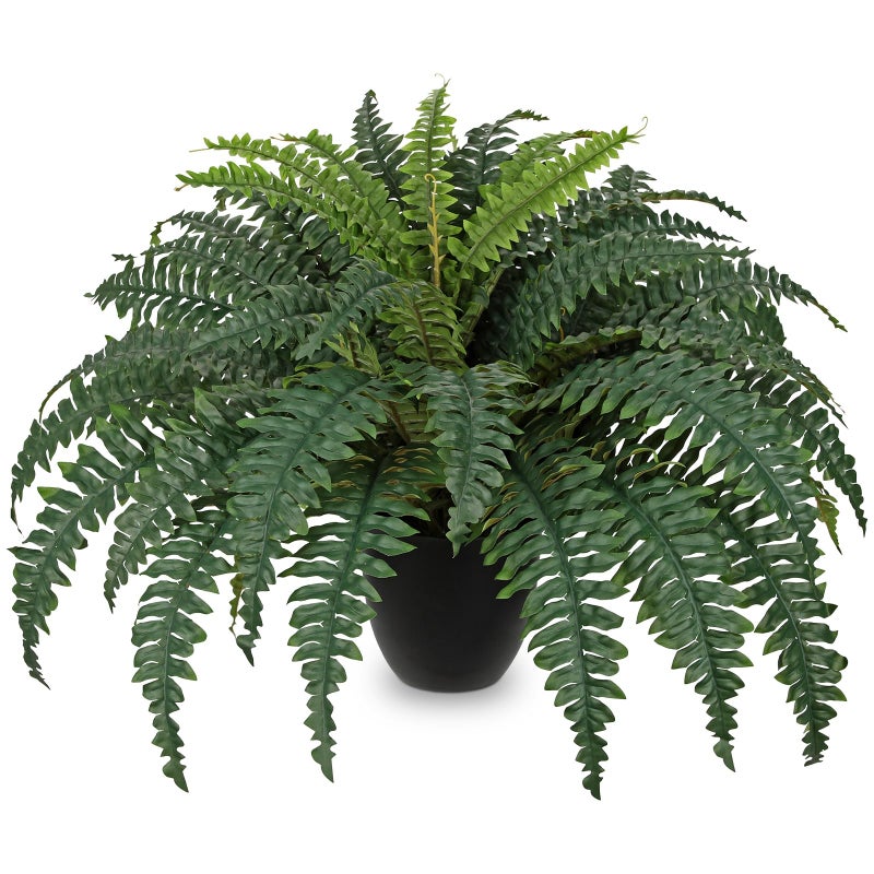 Hollyone Artificial Large Fern Boston Potted Plant for Outdoors & Indoor 25.5inch Faux Fake Fern Bush Plant in Pot for Patio Garden Farmhouse Windowsill Entrance Porch Office Living Room Home Decor - Image 1