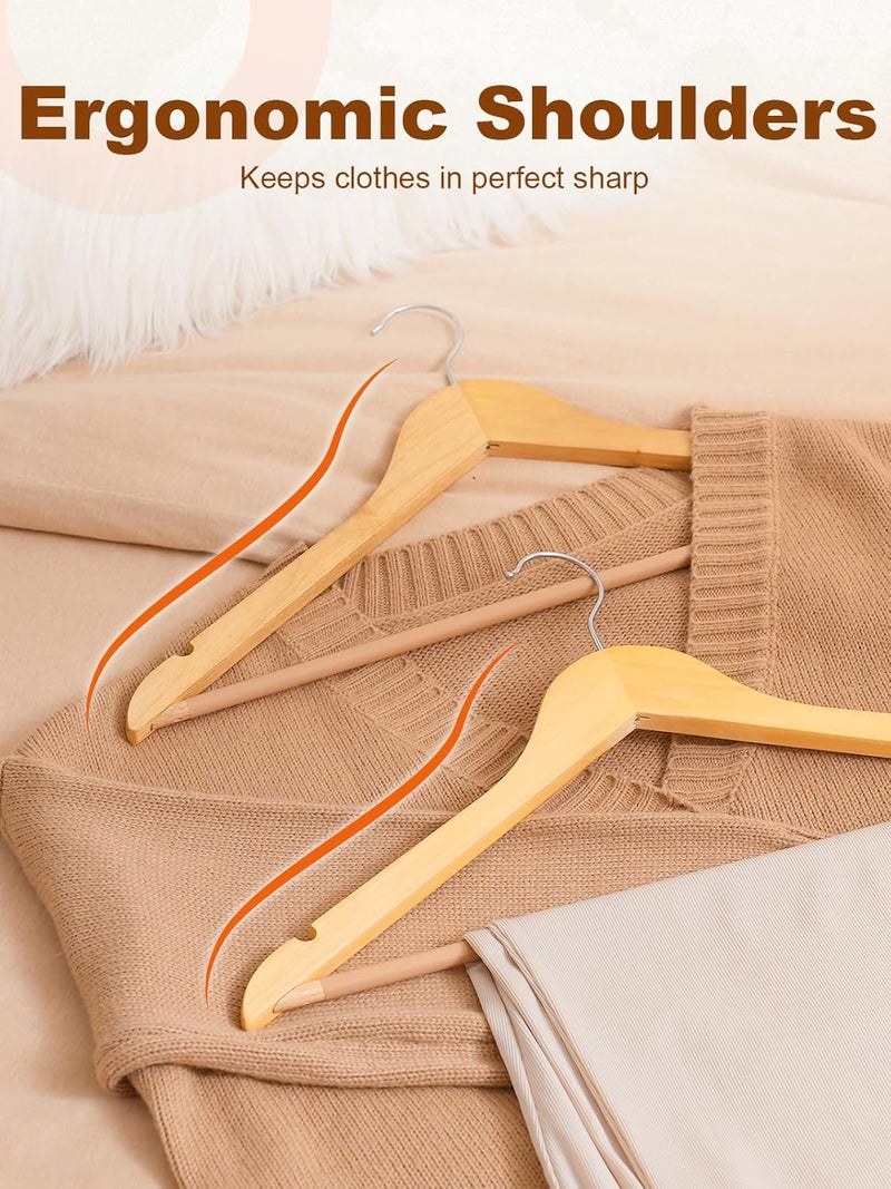 HOUSE DAY Wooden Hangers 20 Pack Natural Wood Smooth Finish Coat Hangers for Closet, Heavy Duty Solid Wood Suit Hangers for Clothes, Jacket, Shirt, Pants, Dress - Image 5