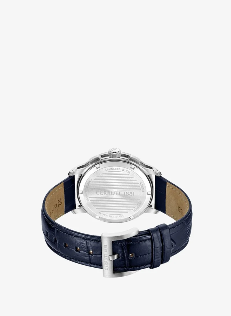CERRUTI 1881 blue Men's Petroio 43mm Blue White Dial Genuine Leather Strap Chronograph Watch For Men for Men | Best Price UAE