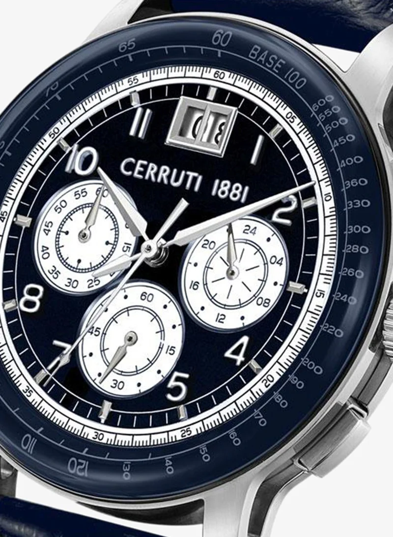 CERRUTI 1881 blue Men's Petroio 43mm Blue White Dial Genuine Leather Strap Chronograph Watch For Men for Men | Best Price UAE