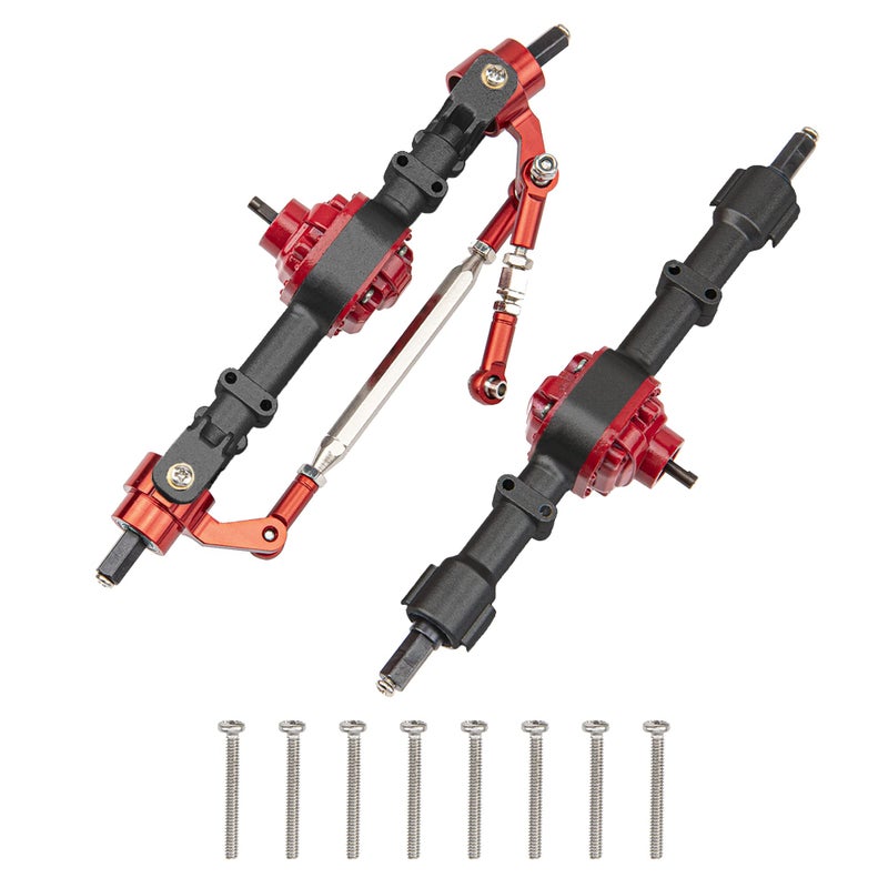 Share Goo ShareGoo Metal Front  Rear Axle Assembly Set Bridge Shaft Steering Cup Rod Complete Set Compatible with MN Model D90 D91 D96 D99S MN90 MN96 MN99 MN99S FJ45 112 RC Car Upgrade Parts Black - Image 3