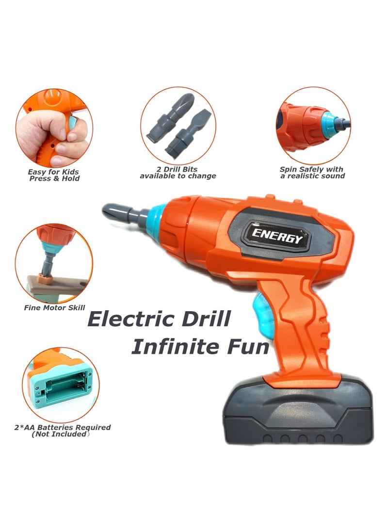 144-Piece Kids Montessori Tool Set, Pretend Play Construction Tool Kit with Electric Drill Hammer Tool Accessories, Power Tool Box Set with Tool Box for Girls Boys  - Image 5