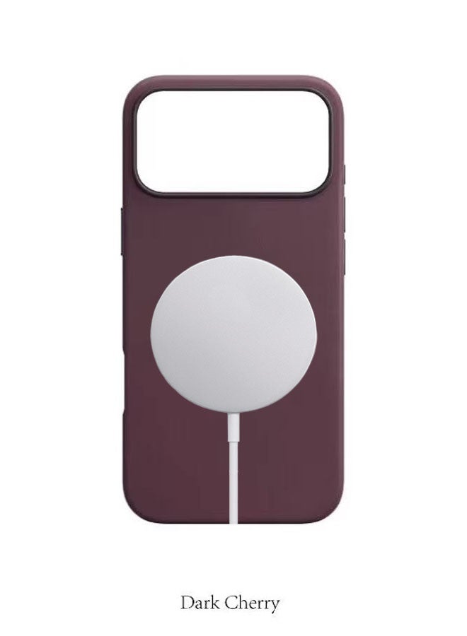 Premium Leather iPhone 17 Pro Protective Case - Dark Cherry - Image 1