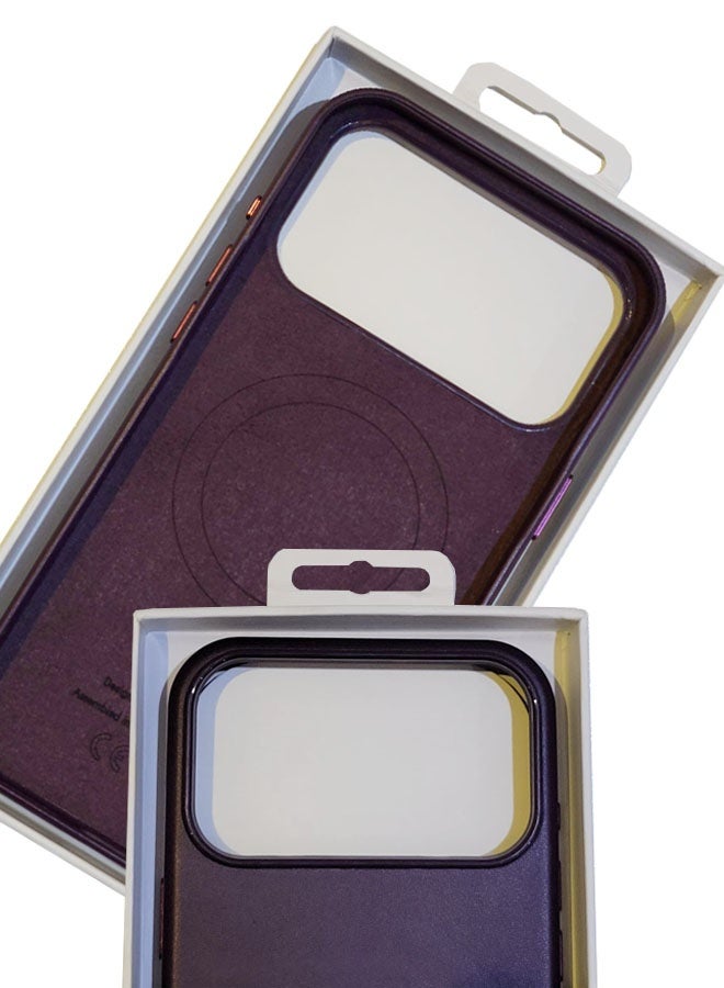 Premium Leather iPhone 17 Pro Protective Case - Dark Cherry - Image 2