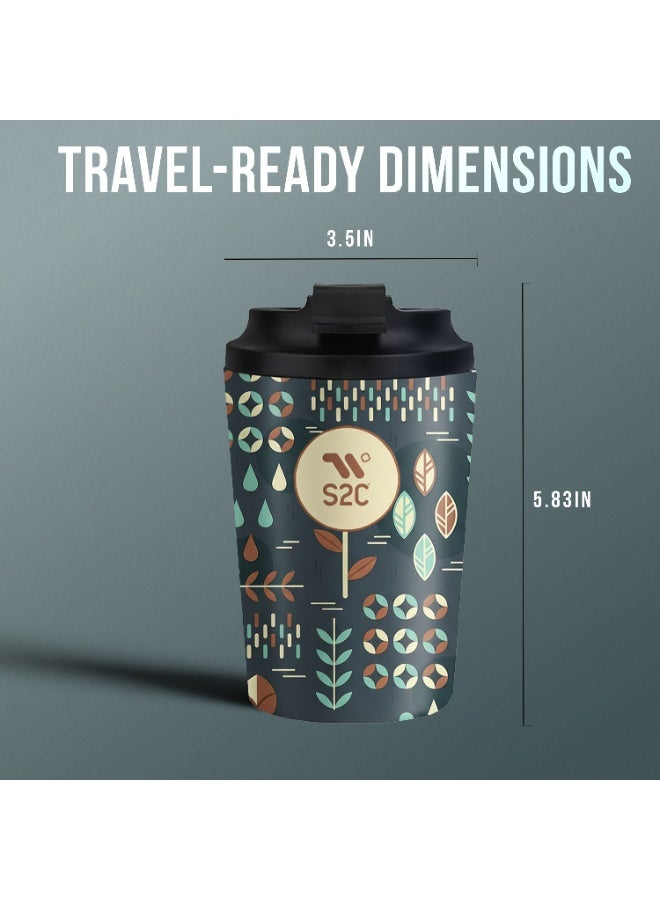 S2C WANDER Series - Premium Insulated Coffee Travel Mug with Lid, Leak Proof, BPA Free, Stainless Steel, Keeps Drinks Hot 8 Hours/Cold 12 Hours, 12oz Capacity, Perfect for Travel & Car - Image 2