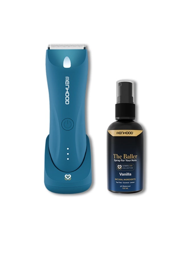 MENHOOD Best Trimmer & Body Grooming Trimmer 1.0 Pro for Men | Male Body Hair Trimmer | IPX7 Waterproof | Wireless Charging with Type-C Support | 150 Min Runtime | 4000K LED Light | Ceramic Technology for Full Body Grooming | Shaver & Razor for Men & Menhood - Baller Fresh for Men Private Parts | Intimate Perfume | All Day Fresh| Prevents Itching, Sweating and Irritation Down There | 100 ML (Vanilla) - Image 1