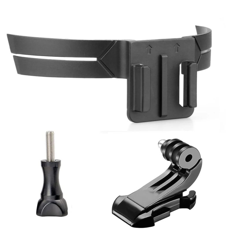 Sounce Action-cam Compatible Chin Mount for Motorcycle with J-Hook and Screw Helmets Secure and Convenient Helmet for GoPro and Action Cameras with Speed 160kmph - Black - Image 1