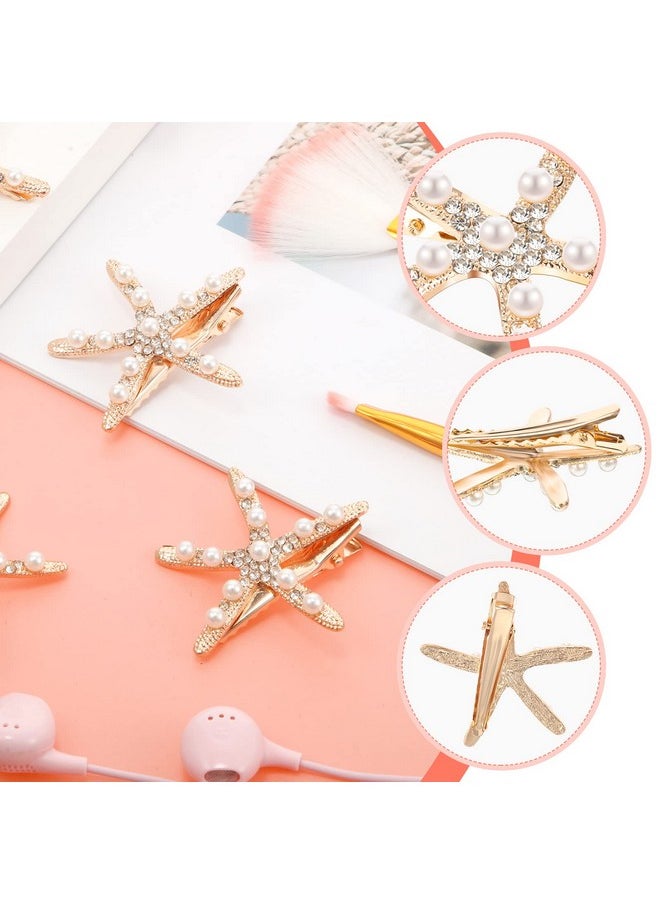 Dilunave 12 Pcs Starfish Hair Clip Seashell Hair Clips Mermaid Hair Accessories Crystal Pearls Star Fish Hair Barrette Small Beach Sea Hairpin For Wedding Bridal Girls Women  - Image 4