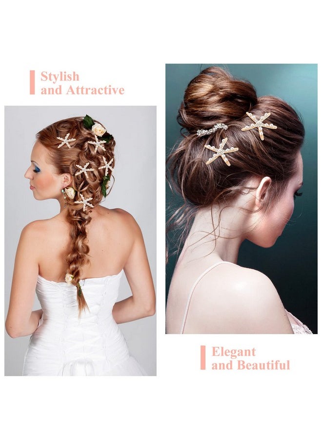 Dilunave 12 Pcs Starfish Hair Clip Seashell Hair Clips Mermaid Hair Accessories Crystal Pearls Star Fish Hair Barrette Small Beach Sea Hairpin For Wedding Bridal Girls Women  - Image 5