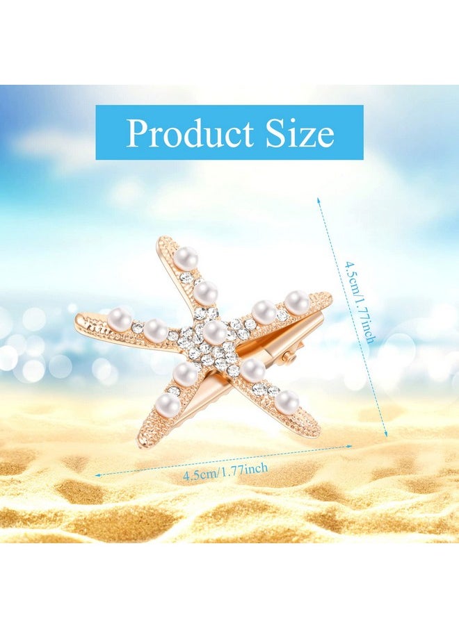 Dilunave 12 Pcs Starfish Hair Clip Seashell Hair Clips Mermaid Hair Accessories Crystal Pearls Star Fish Hair Barrette Small Beach Sea Hairpin For Wedding Bridal Girls Women  - Image 3