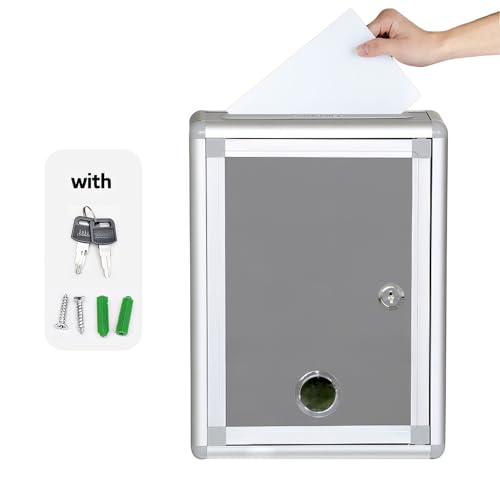 ROLUXENTIA Metal Suggestion Box with Lock & Key - Secure Donation Box, Collection Drop Box, Wall Mount Ballot Box for Home or Office Use - 2 Keys Included - Image 1