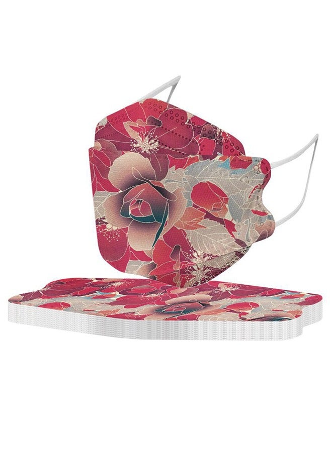 20 Pcs Vintage Print KF94 Mask, 4 Ply Breathable Comfort Disposable Face Mask, 3D Fish Type KF94 Masks for Adults, KF94 Face Masks Suitable for Daily Protection (Colorful) - Image 5