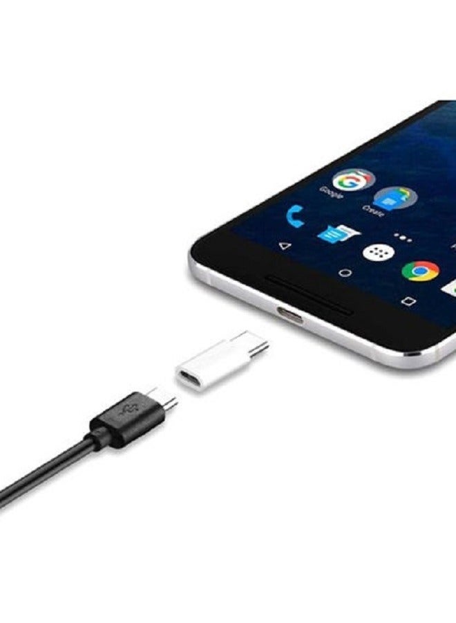 5-Piece USB Type-C To Micro USB Data Sync Adapter White/Silver Allows You To Connect From A Micro USB Female To Type C Male Adapter - Image 3