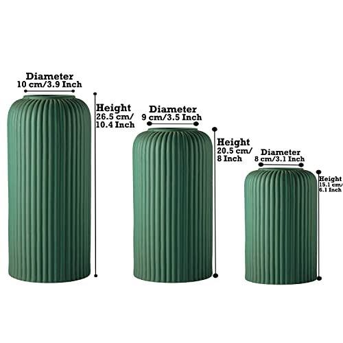 Lasaki Evelyn Deep Jungle Ceramic Vase - Set of 3 | Decorative Vase for Pampas Grass, Dried & Artificial Flowers | Centrepiece & Showpiece for Home Decor, Living Room, Bookshelf & Tabletop Styling - Image 2