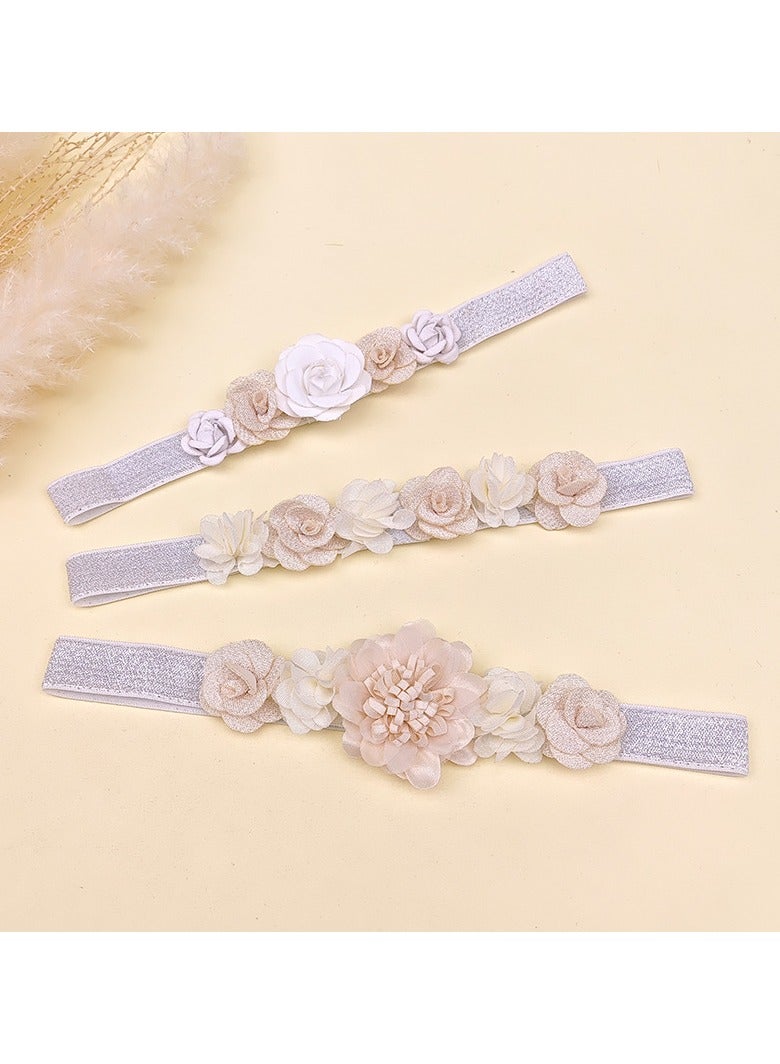 3-Pack Baby Girl Flower Headbands – Soft Stretchy Hair Bands with Handmade Floral Bows, Fits Newborn to 5 Yrs, Perfect for Photos, Gifts & Everyday Wear - Image 4
