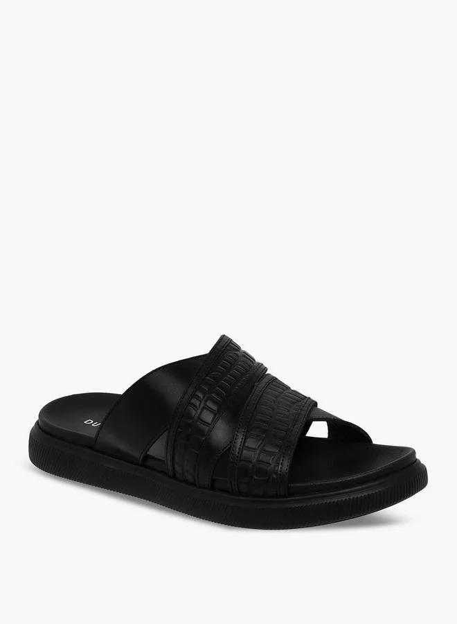 دوتشيني Men Leather Cross Strap Sandals