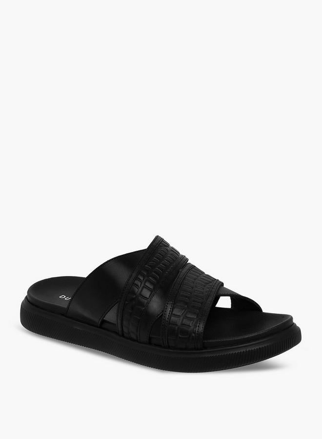 DUCHINI Men Leather Cross Strap Sandals - Image 3