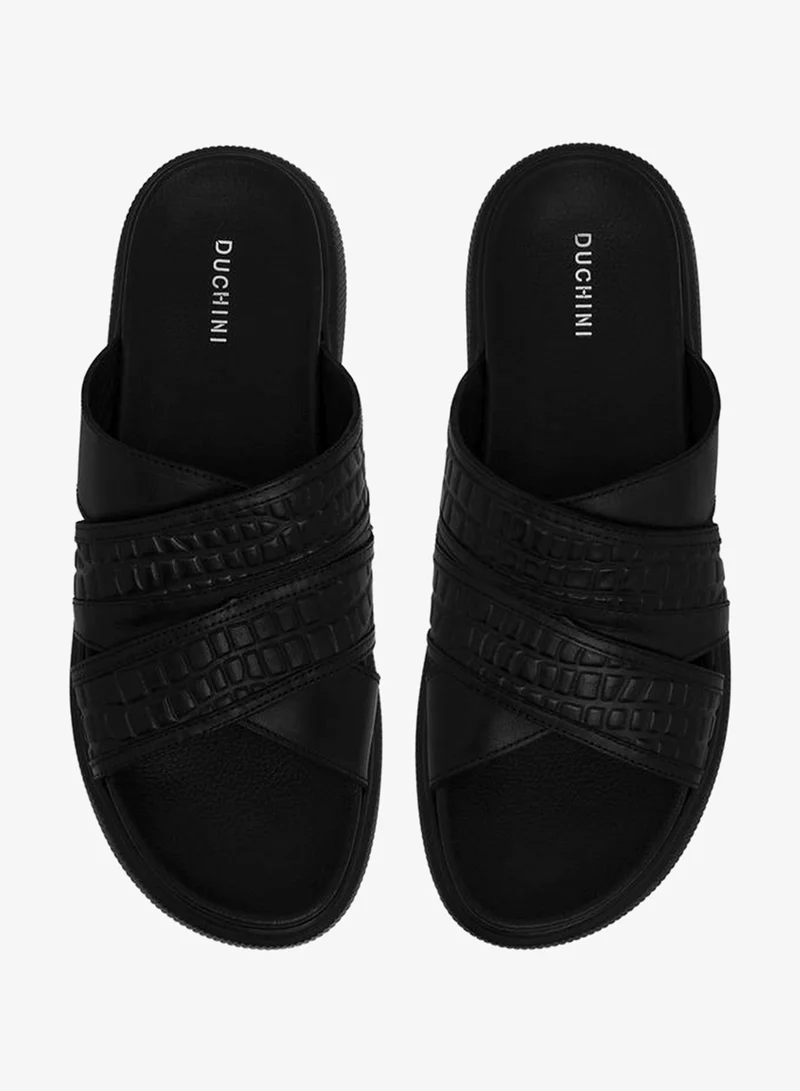 دوتشيني صنادل رجالية جلد بحزام متقاطع