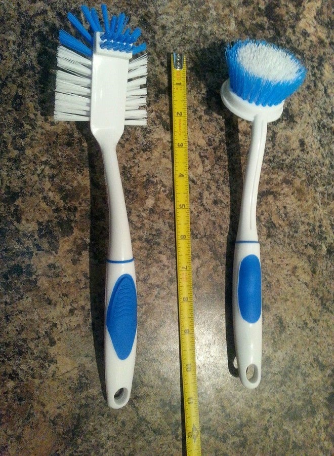 Scrub Buddies Brush Set, Includes 3 All Purpose Scrub Brushes for Cleaning Kitchen or Bathroom, White and Blue - Image 5