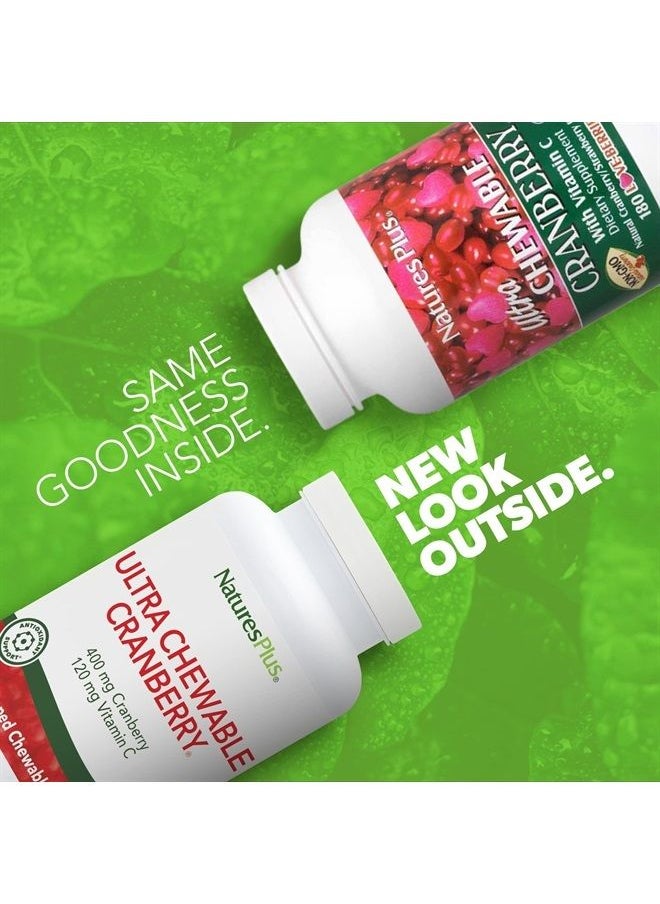 Nature's Plus - NaturesPlus Ultra Chewable Cranberry Love Berries - 400 mg, 180 Vegetarian Tablets - Natural Cranberry Supplement, Promotes Urinary Tract Health - Non-GMO, Gluten-Free - 90 Servings - Image 1