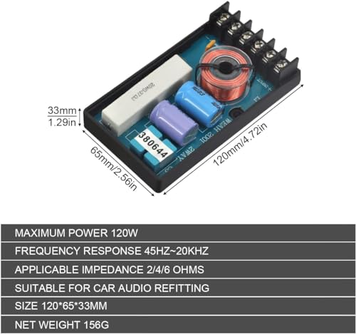 DriSentri 2 Way Crossover for Speaker, WEAH-2001 2pcs Speaker Frequency Divider 2 Way Car Audio Speakers Two Crossover Divider Crossover Filter - Image 2