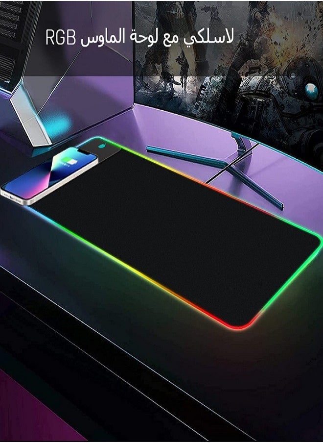 VINSOC Wireless Charging Mouse Pad - Thickened USB-Powered Gaming Mouse Pad for E-Sports, Office & Mobile Phones  - Image 1