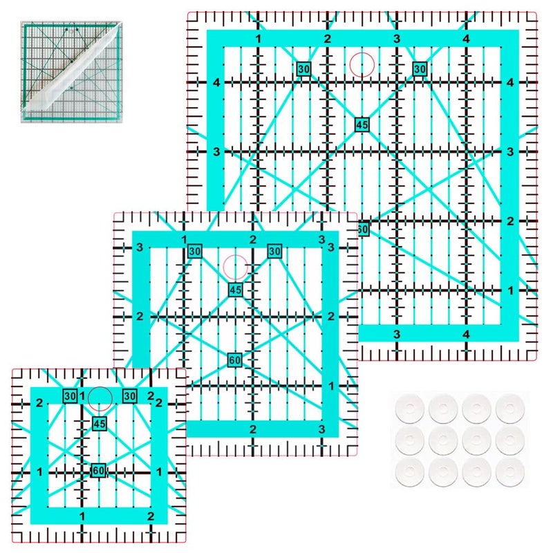 ZICALSO Quilting Rulers,3 Quilting Square Ruler Quilting Templates(2.5"X2.5", 3.5"X3.5", 5"X5"),Quilting Rulers Acrylic Rulers Fabric Cutting Ruler for Quilting and Sewing - Image 1