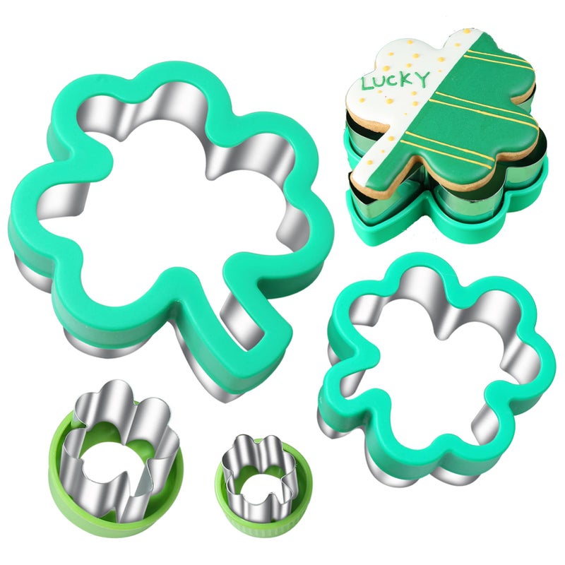 ETERSION Shamrock Cookie Cutter 4 Pieces 4 Sizes 1" to 4" - Image 1