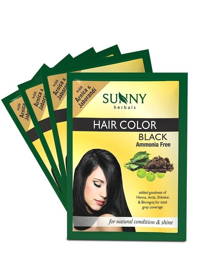 صني لون شعر الأعشاب أسود مع مزيج فريد من أعشاب الحناء والأملا والشيكاكاي والبرينراج | يخترق كل خصلة وألوان من الجذر إلى الطرف | خالي من الأمونيا | لون شعر للجنسين لجميع أنواع الشعر، (عبوة من 4) - Image 1