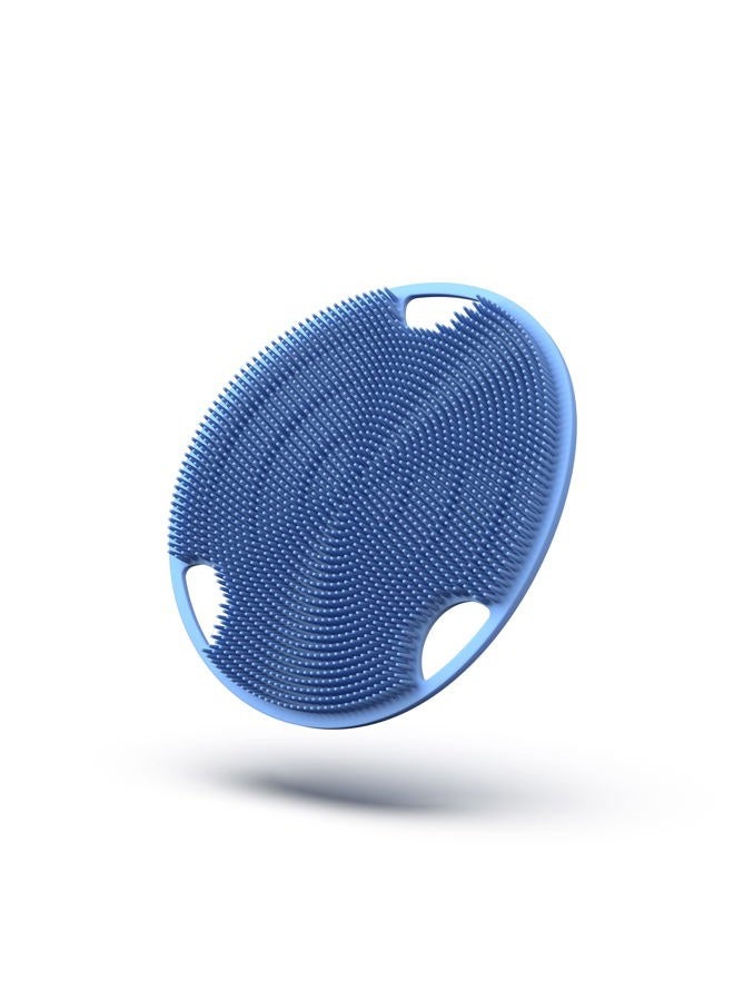 CVNDKN Flat Body Scrubber - Soft Silicone-Like Exfoliating Shower Scrubber & Body Cleansing Brush - Stick-to-Wall Loofah Replacement - Antimicrobial Exfoliator for All Skin Types - Blue - Image 1