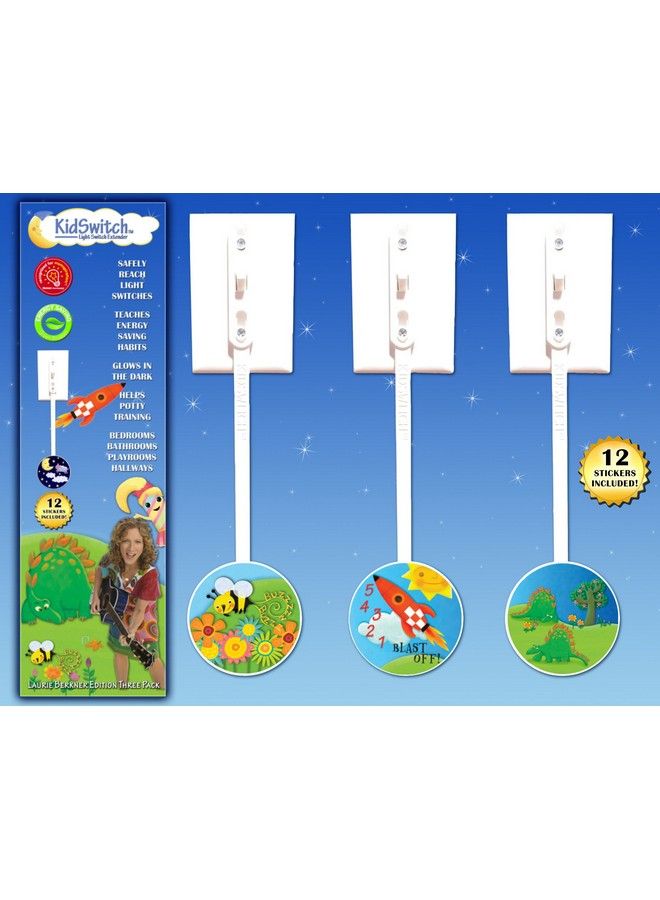 Kidswitch Lightswitch Extension For Toddlers Laurie Berkner Edition 3 Count Includes 12 Themed Art Decals Multiaward Winning! - Image 1