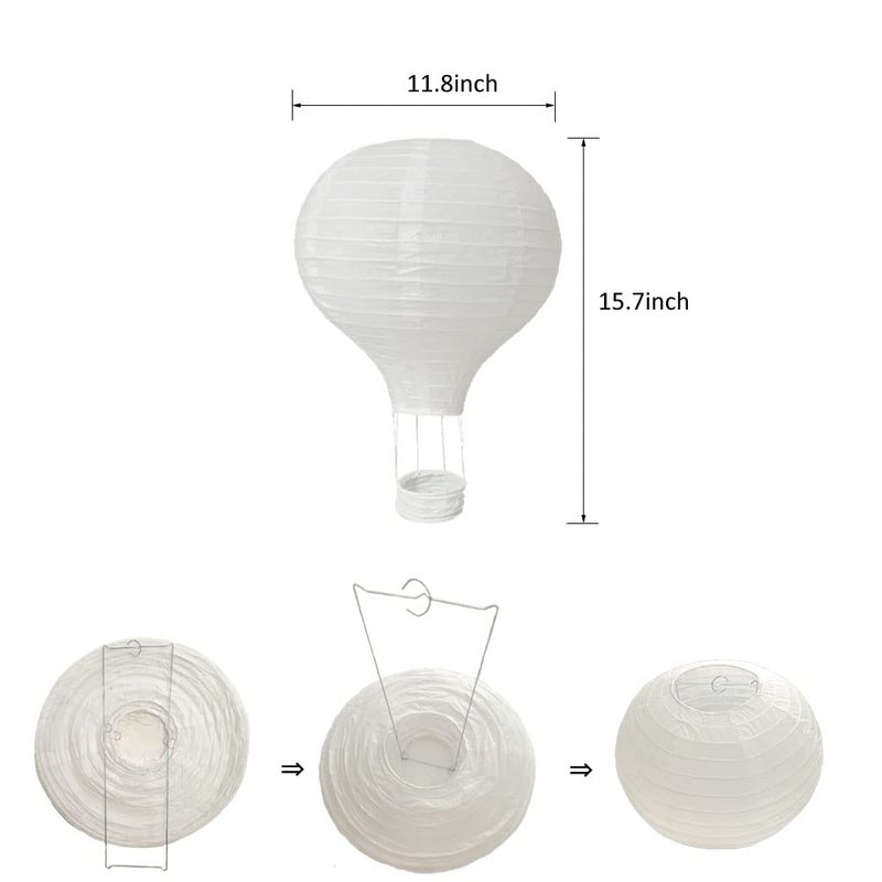 CRAPAPFERT 10Pack Hanging Hot Air Ballon Paper Lanterns Decorations 12Inch Decorative White Paper Lanterns Set for Valentines Wedding Decor Birthday Engagement Baby Shower Party Home DIY Craft DÃ©cor Decorations - Image 2