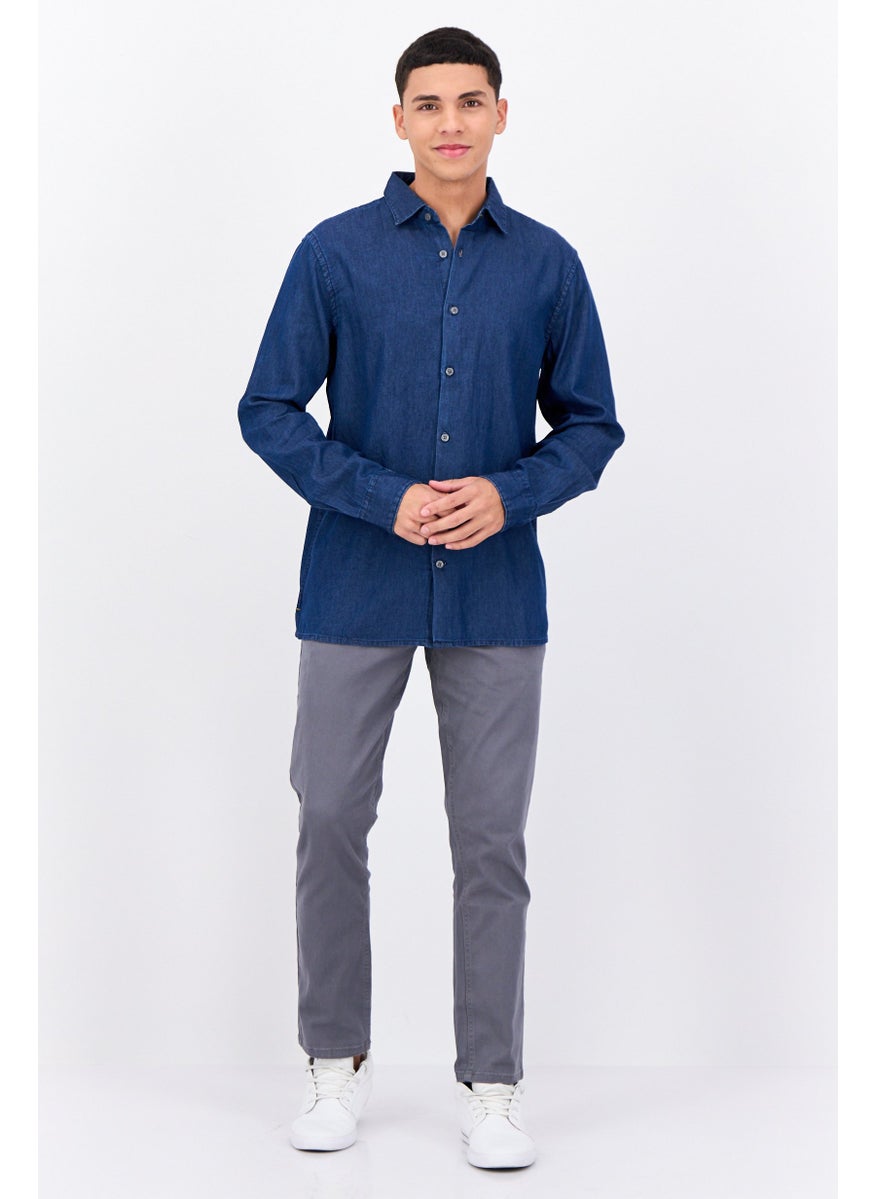 French Connection Men Regular Fit Wash Long Sleeves Denim Casual Shirt, Blue  - Image 4
