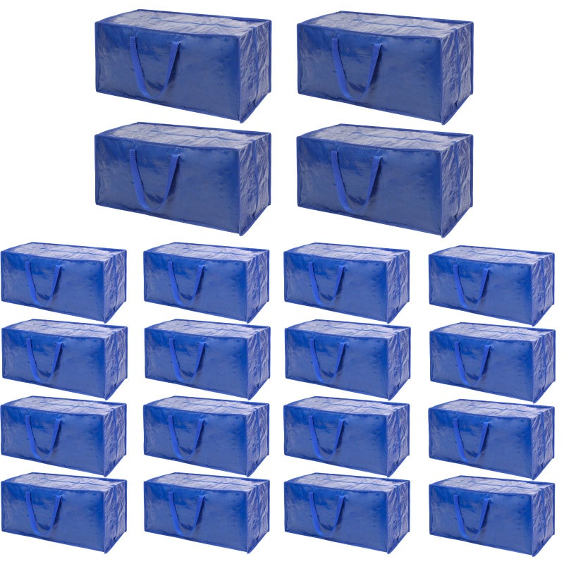 yeload Blue Moving Bags - 20 Pack Extra Large Heavy Duty Storage Bags With Zipper & Reinforce Handles | 29x14x13 Inch Moving Tote Bags Bulk For Clothing, Shoes, Travel - Image 1