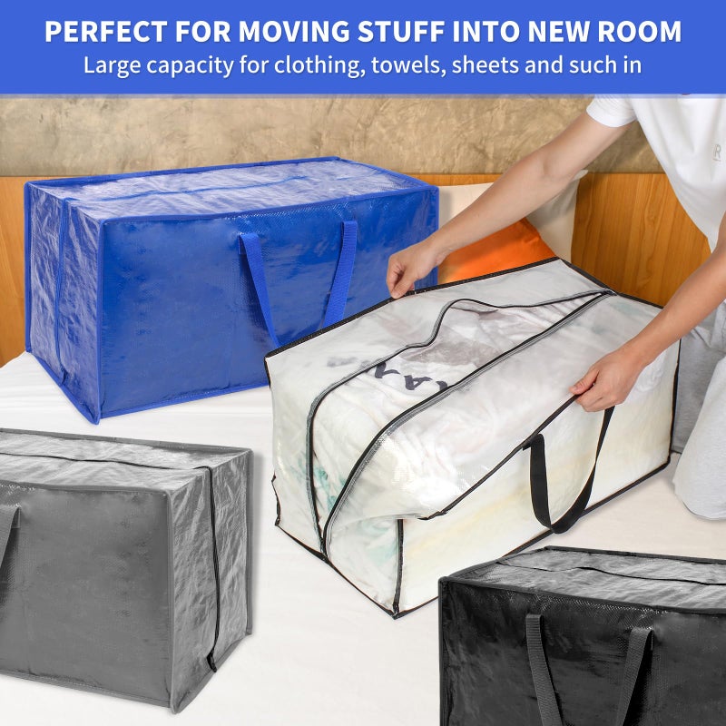 yeload Blue Moving Bags - 20 Pack Extra Large Heavy Duty Storage Bags With Zipper & Reinforce Handles | 29x14x13 Inch Moving Tote Bags Bulk For Clothing, Shoes, Travel - Image 4