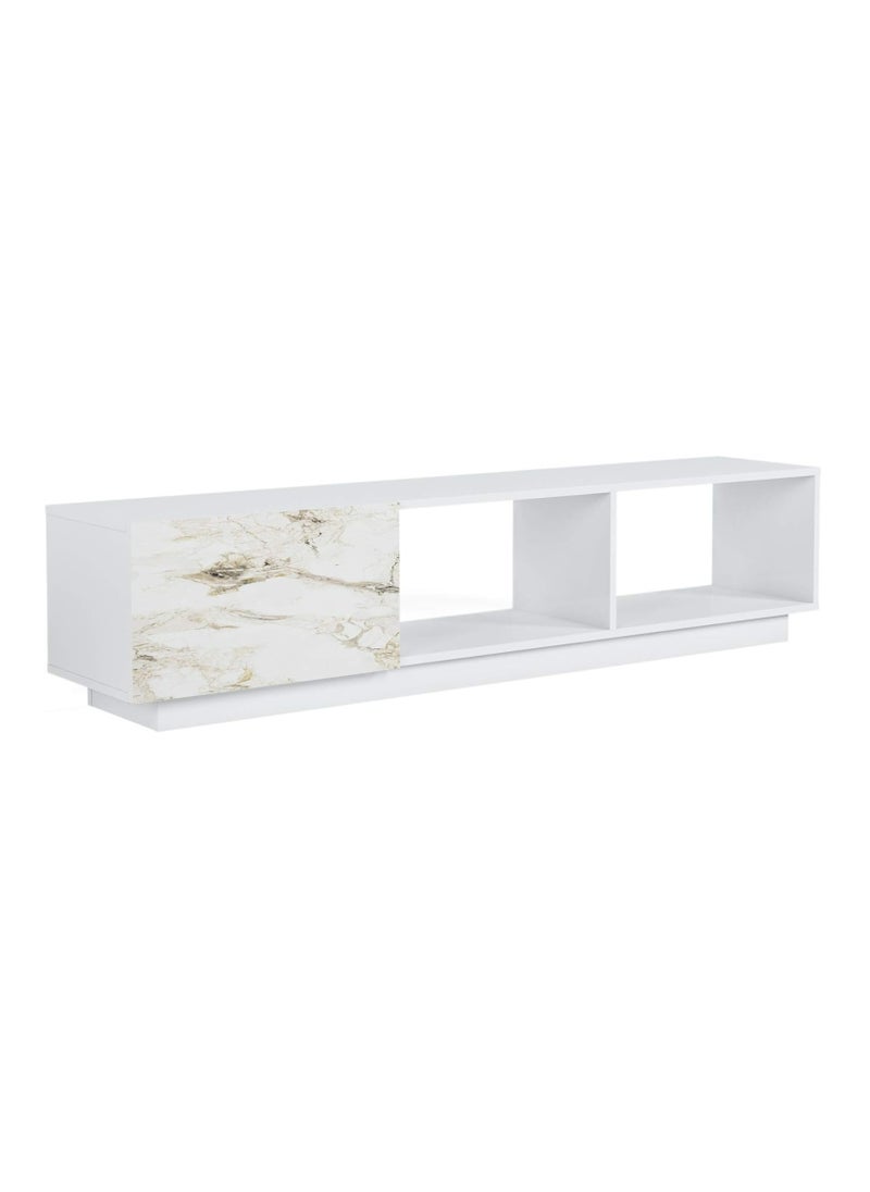 MODERN HOME modern TV Stand with Storage, for TVs up to 80 Inches, Wood, 180 W x 35 D x 50 W Cm, White and Marble  - Image 4